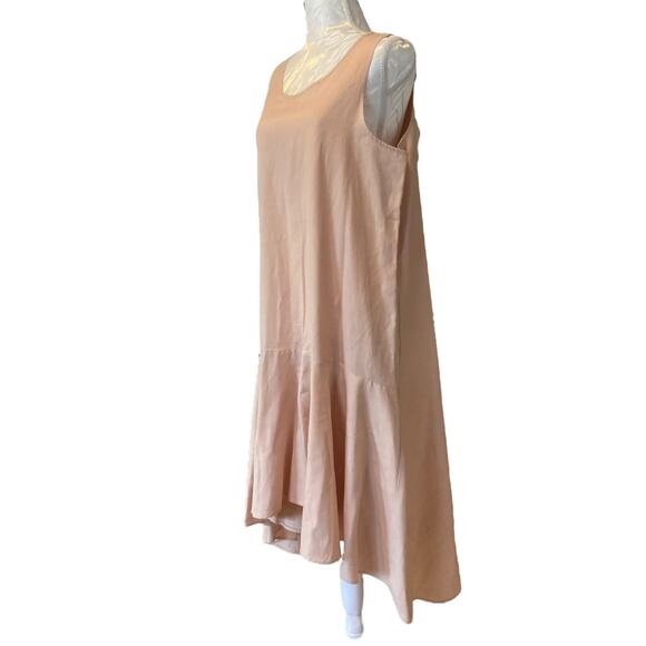 Anthropologie Maeve Camillia Blush Pink High Low Sleeveless Drop Waist Sz Large - Picture 3 of 15